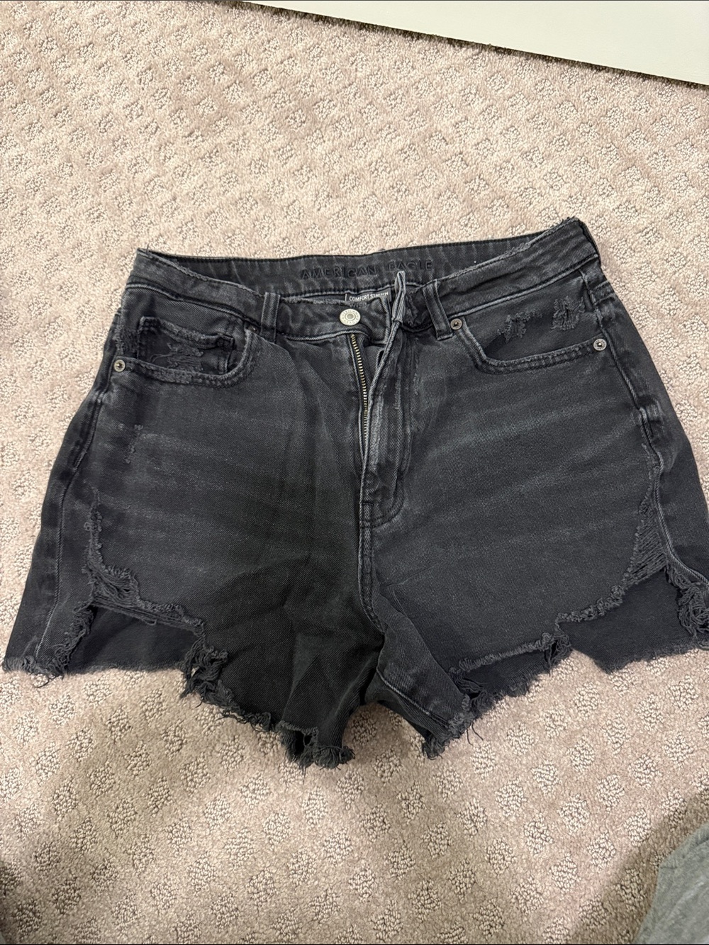 American Eagle Outfitters Black Distressed Cutoff Denim Shorts